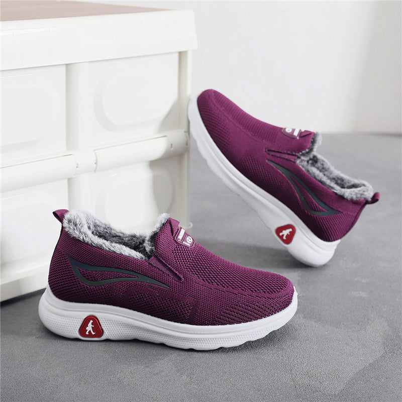 Woven Old Cloth Fleece Lined Padded Women's Shoes