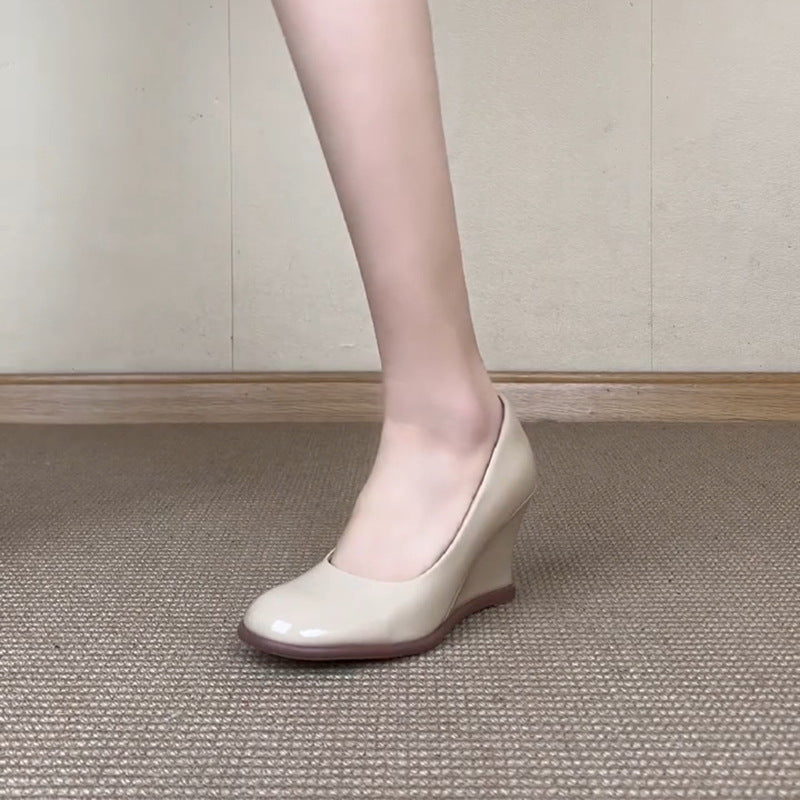 Women's French Style Mary Jane Shallow Mouth Wedge High Spring Dress Women's Fashion Shoes