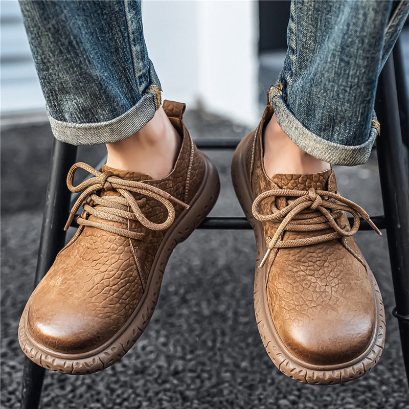 Men's Cowhide Flat Soft Surface Bottom Comfortable Breathable Men's Casual Leather Shoes