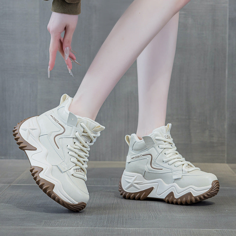 Women's Platform Dad Fleece-lined Warm Small Sports Sneakers