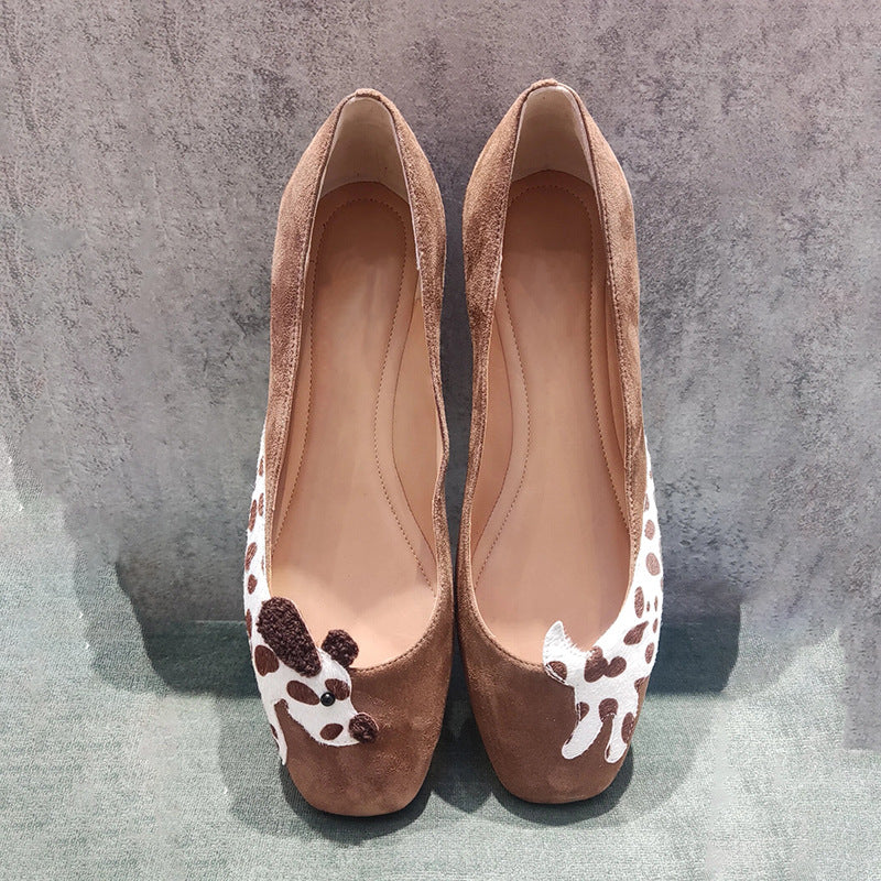 Women's Boat For Retro Easy Matching Soft Bottom Surface Square Toe Women's Casual Shoes