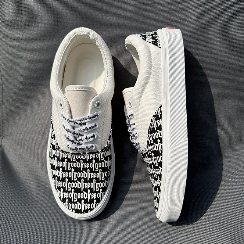 Women's & Men's Street Wear Letters Black White National Casual Shoes