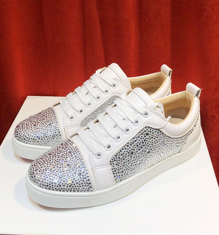 Men's Red Sole Board Sequined Rivet Trendy Versatile Women's Casual Shoes