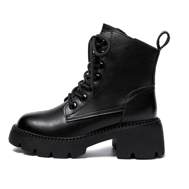 Women's Washed Retro Fashion British Style Platform Boots