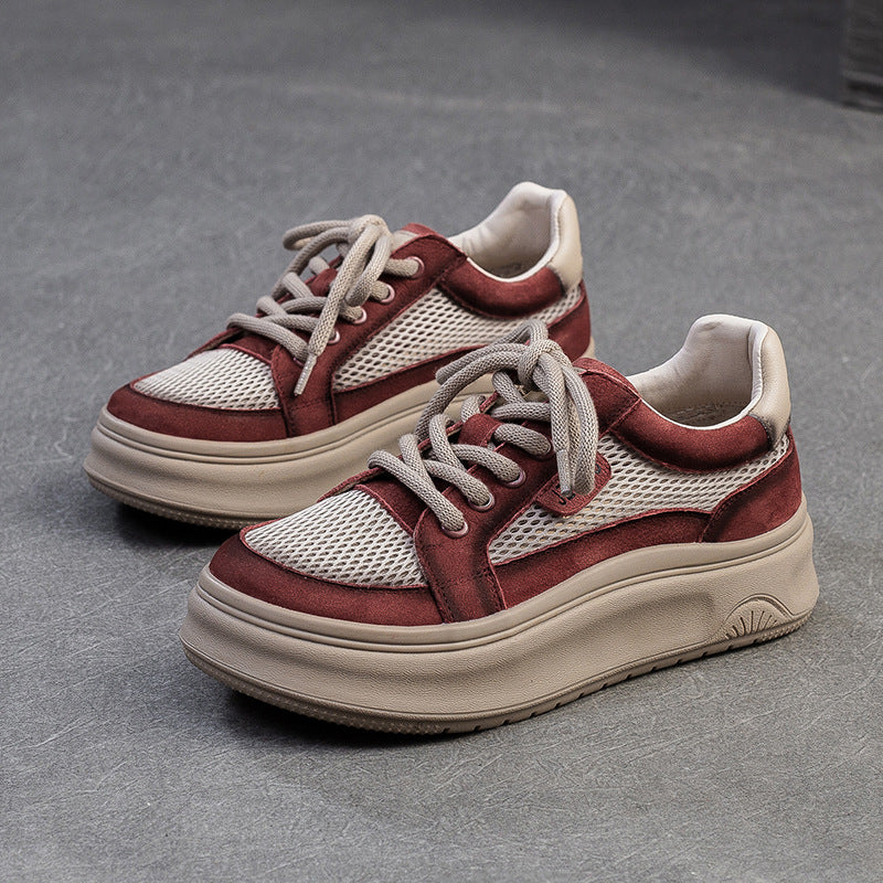 Women's Versatile Breathable Mesh Platform Retro Minority Men's Shoes