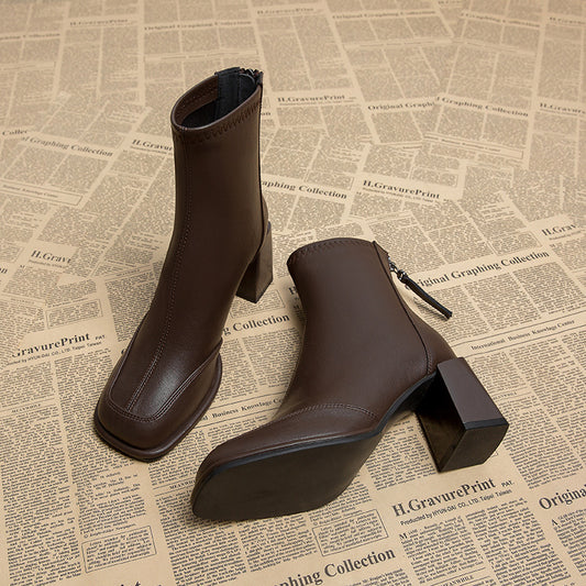 Women's Toe Booties Thin Single French Small Ankle Boots