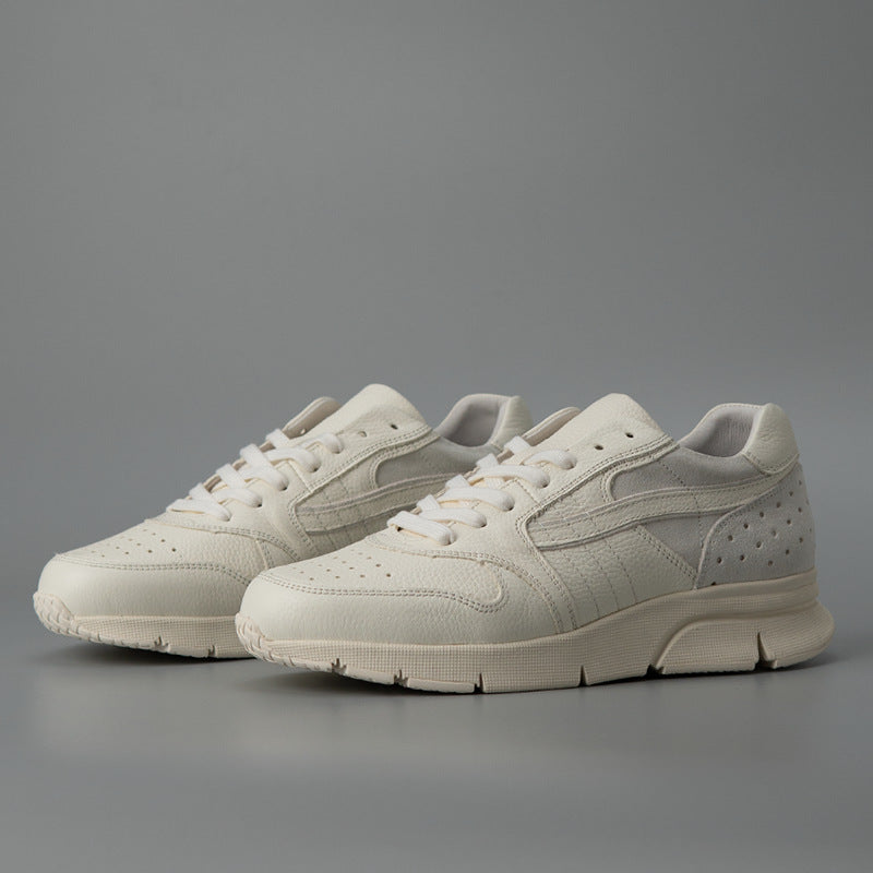 Men's Frost White Top Layer Cowhide Suede Leather Shoes