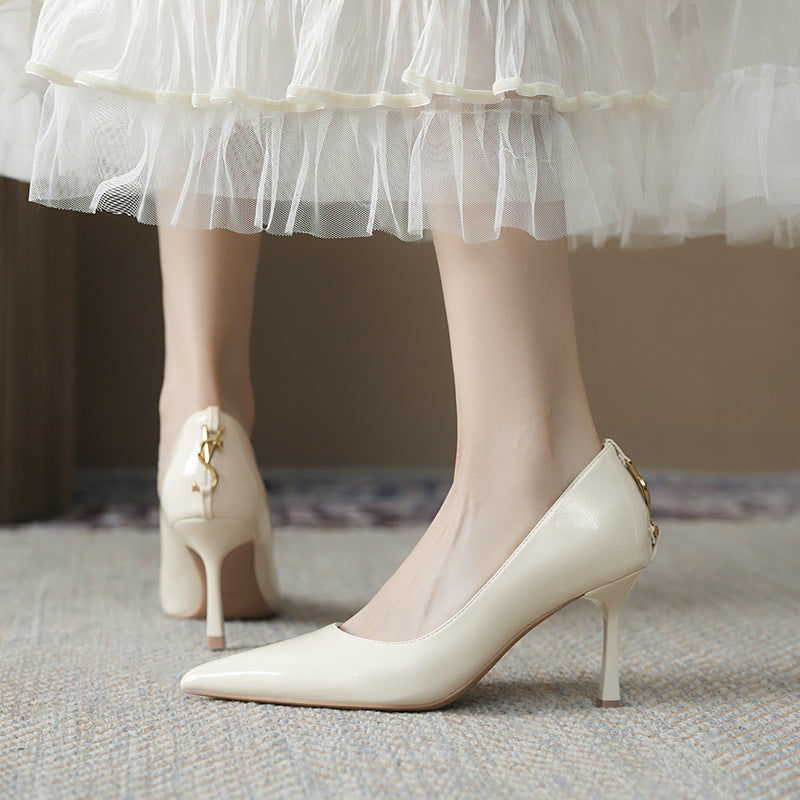 Women's French Style Temperament Commuter High Stiletto Pumps Long Not Tired Heels