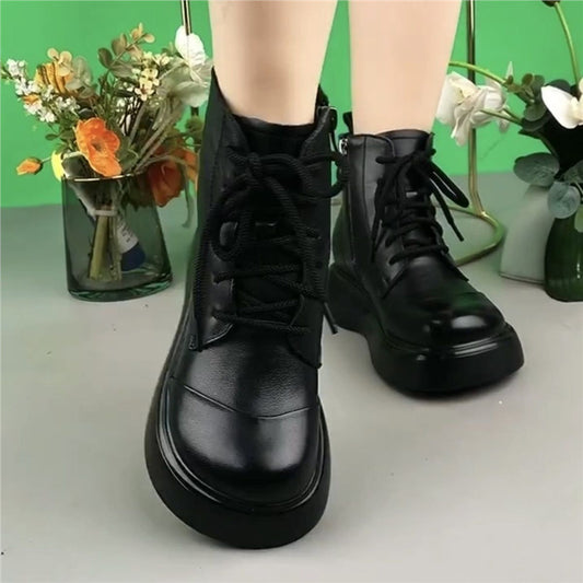 Women's Platform Martin Fleece-lined Warm Mother's Cotton Soft Women's Leather Boots