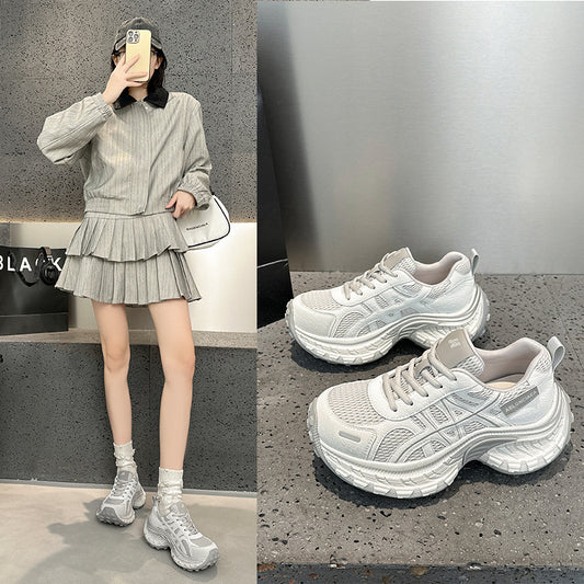 Women's Grinding Bottom Mesh Tire Lace Up Women's Sports Shoes
