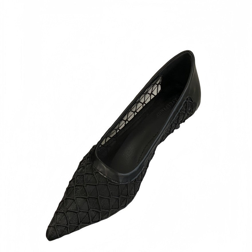 French Minority High Summer Retro Hollow Mesh Breathable Pointed Toe Women's Fashion Shoes