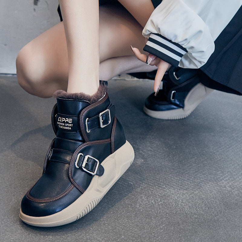 Women's Style Platform Female Fleece-lined Hight Increasing Boots