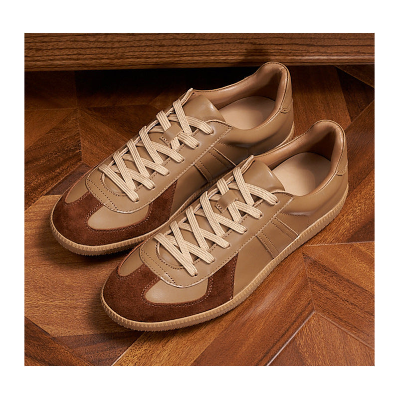 Men's Outdoor Sports Flat White German Training Sneakers