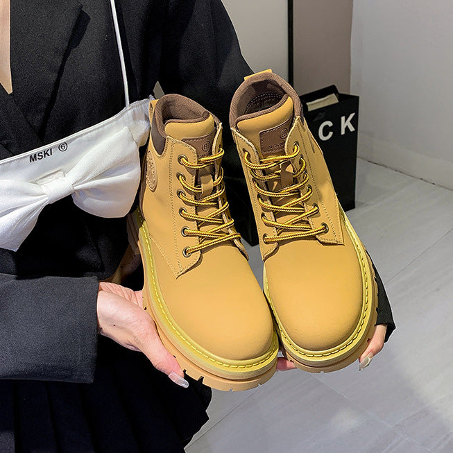 Women's Genuine Elevator Martin Worker Outdoor Platform Women's Leather Boots