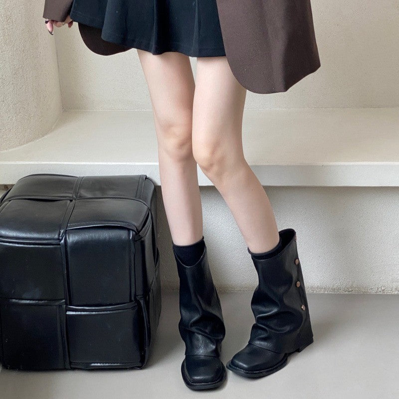 Women's Niche Short Pants Handsome Western Cowboy Women's Leather Boots