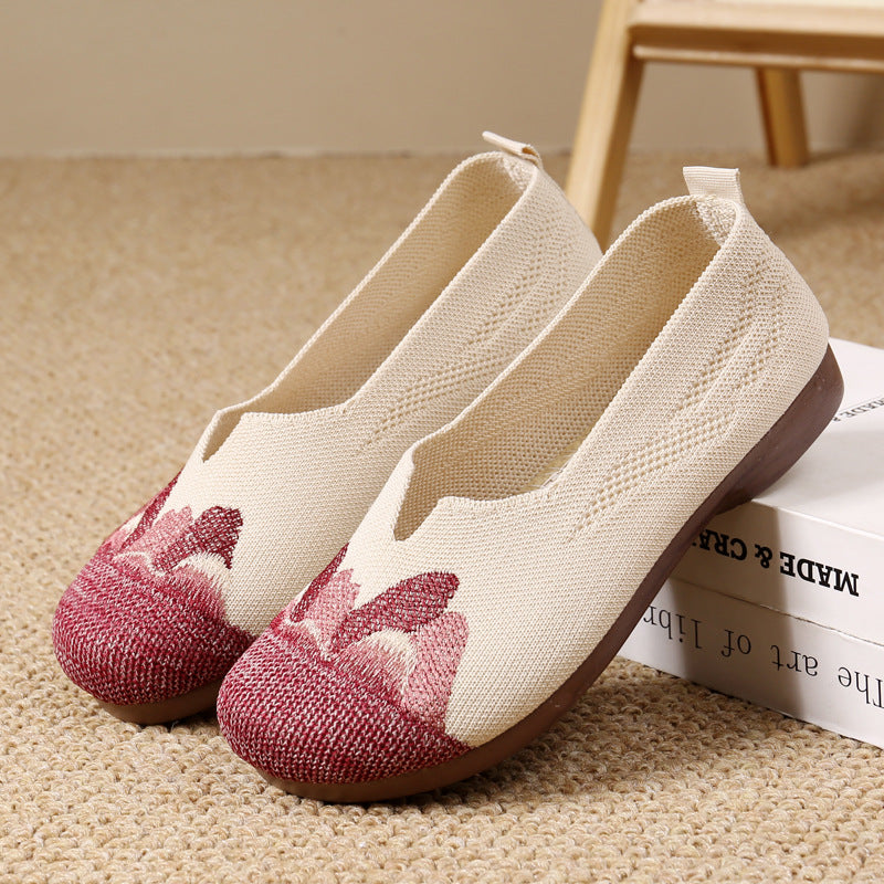 Women's Slip-on Soft Bottom Mom Flat Pumps Casual Shoes