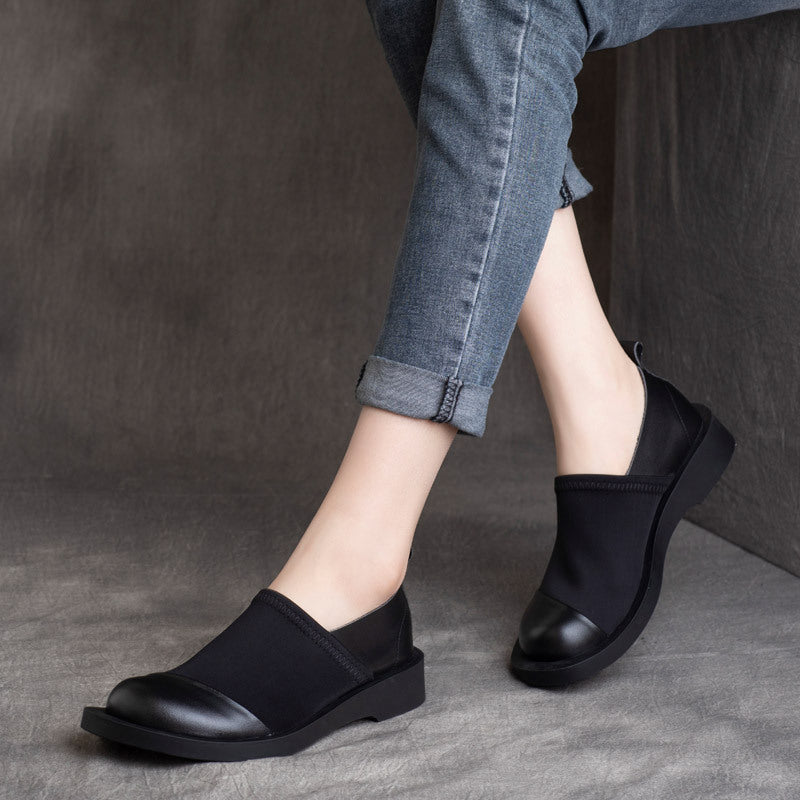 Spring Retro Cowhide British Handsome Slip-on Flat Leather Shoes