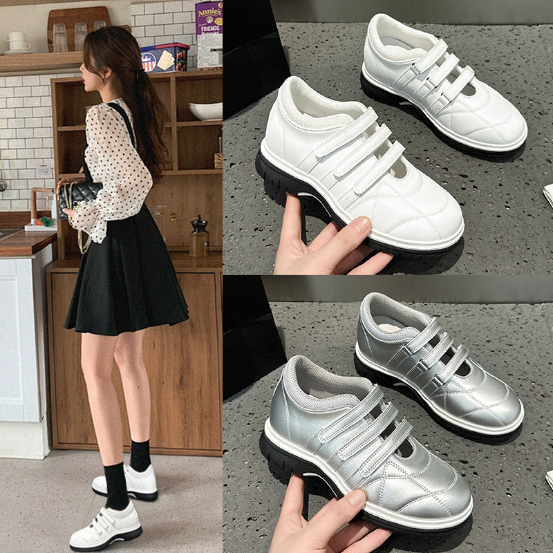 Height Increasing Insole Classic Style Three-line Velcro Diamond Women's Casual Shoes