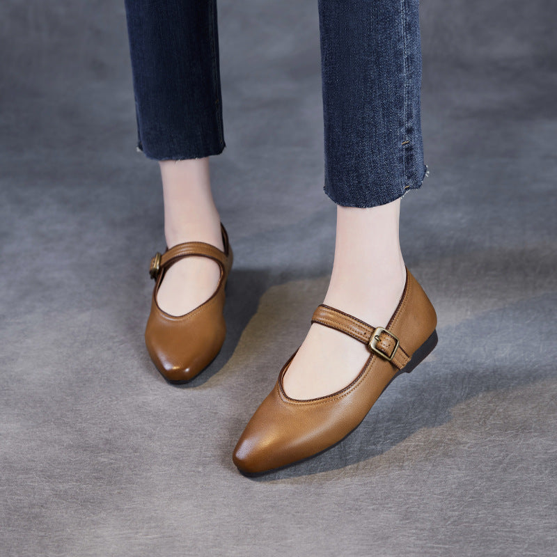 Women's Retro Low-cut Soft Bottom Strap Mary Jane Women's Shoes