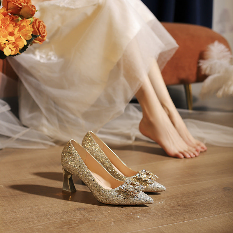 Main Wedding Small Size Chunky High Heels