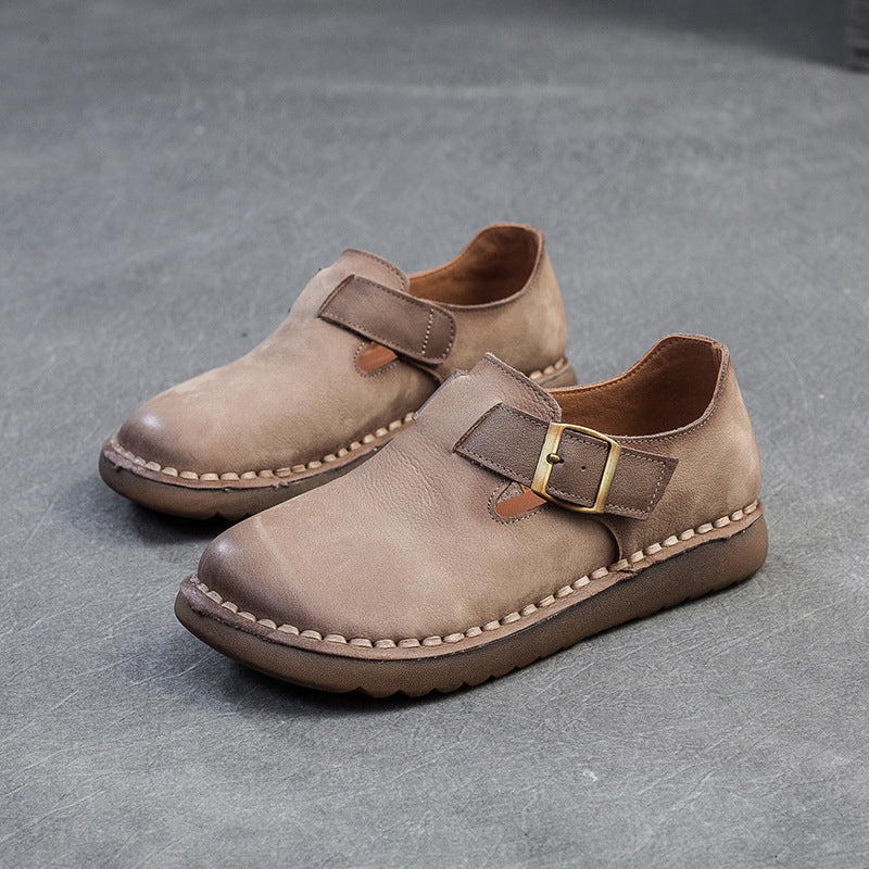 Women's Soft Surface British Style Pumps Sewing Line Casual Shoes