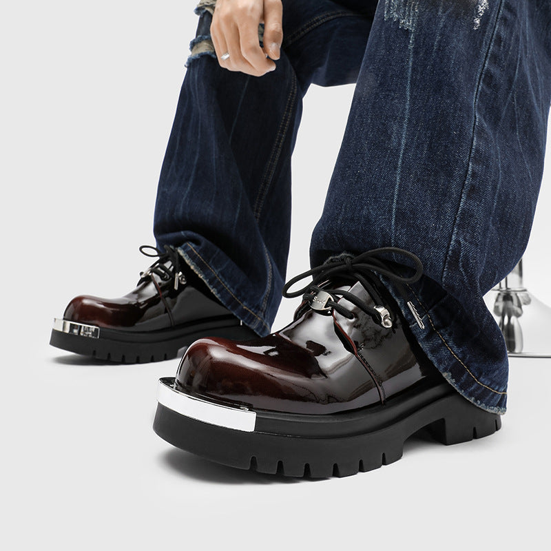Men's Fashionable High-grade Patent Niche Derby Leather Shoes
