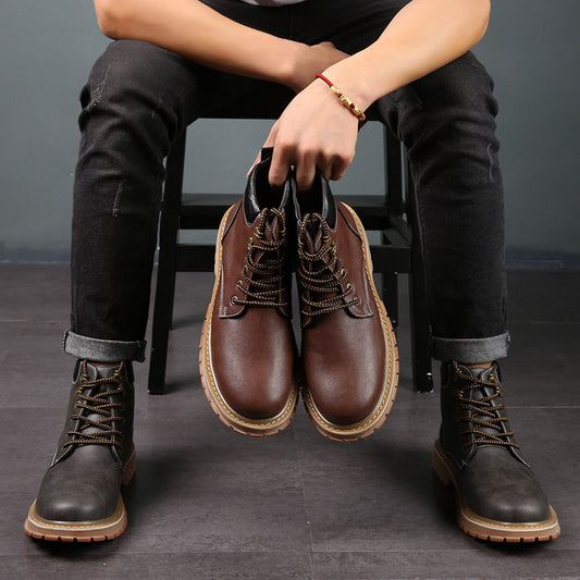 Men's Korean Trendy Worker Fleece-lined Warm Beef Boots