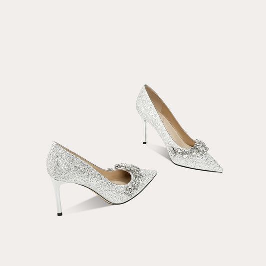 Women's Crystal Bridal Main Dress Beautiful High Heels