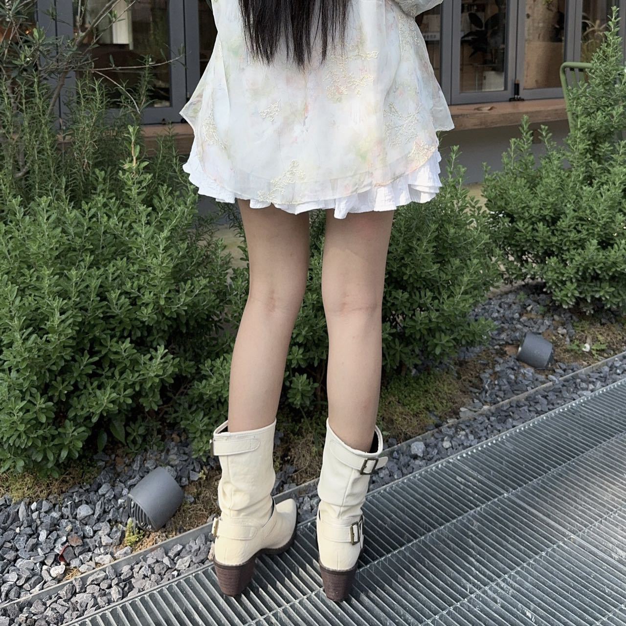 Women's White Ankle British Style Belt Buckle Martin Temperament Length Boots