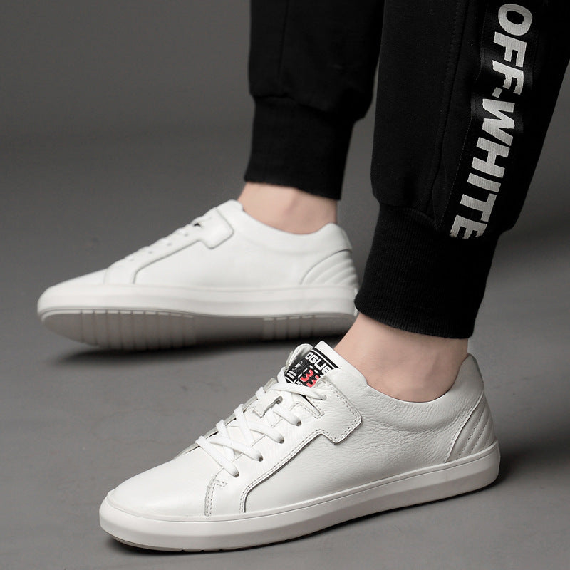 Men's Top Layer Cowhide Autumn White Low Sneakers