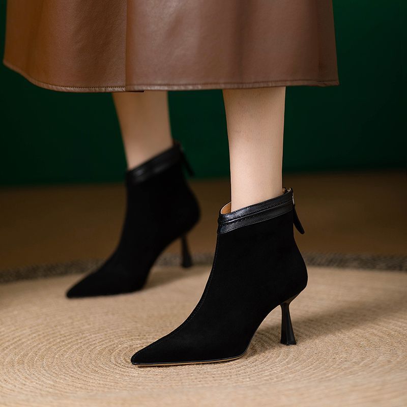 Women's & Men's Stiletto Ankle Vintage Matte Simple Graceful Women's Leather Boots