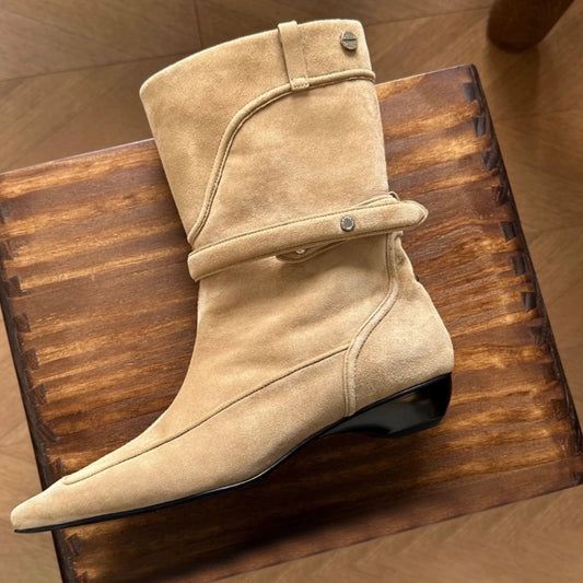 Women's Retro Minority Pointed Toe Wedge Western Cowboy For Boots
