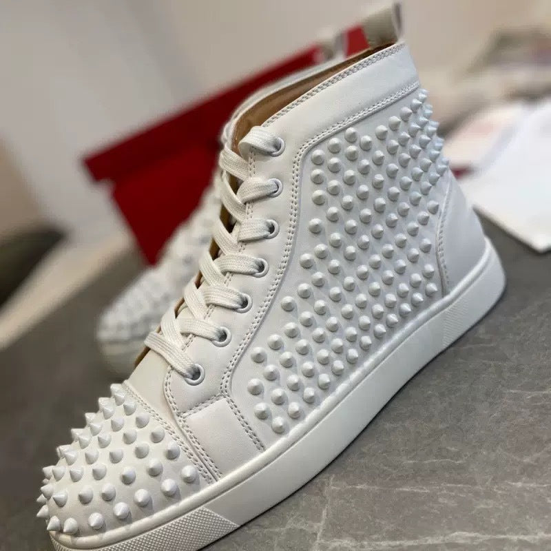Men's Red Bottom Printed Fashion Rivet Black Casual Shoes