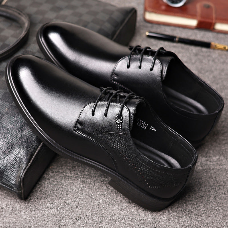 Men's First Layer Cowhide Business Pumps Soft Bottom Surface Leather Shoes