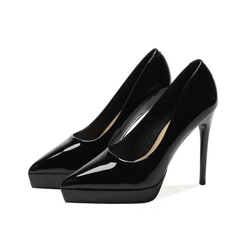 Women's Pumps Summer Pointed Patent Waterproof Platform Sexy Temperament Stiletto Women's Fashion Shoes