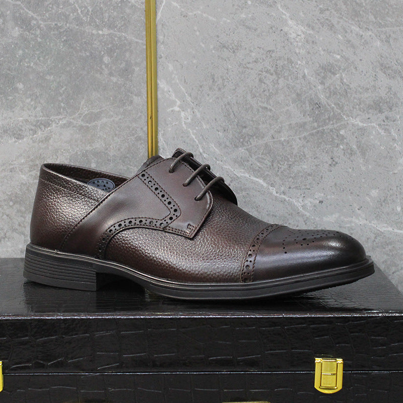 Men's Brogue Business Soft Bottom Pointed Toe Leather Shoes