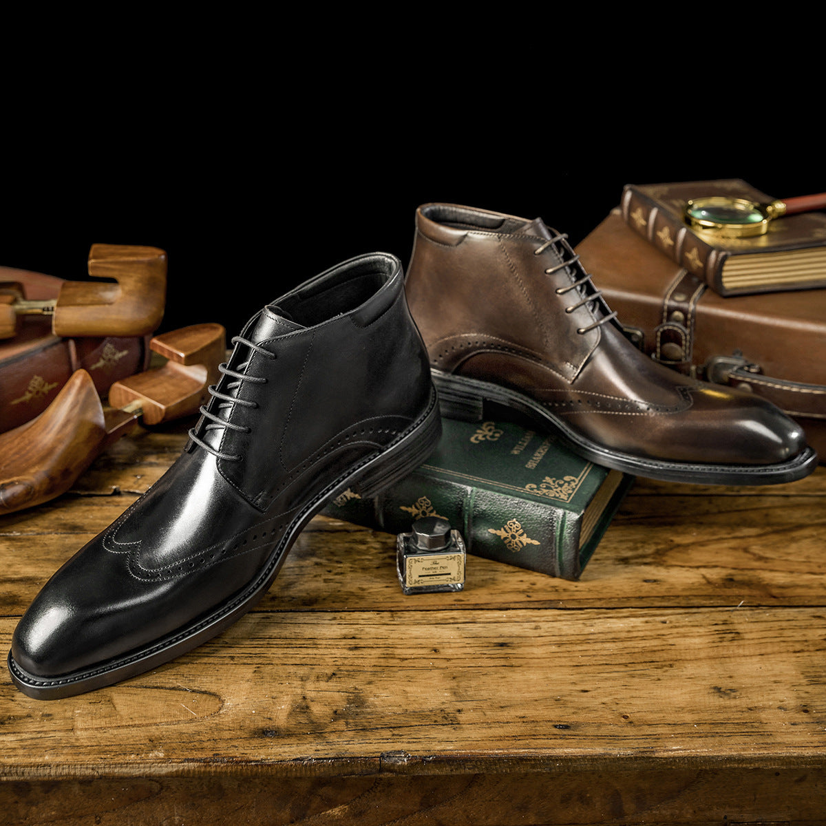 Men's Two-way Winter Pointed Martin Cowhide Boots