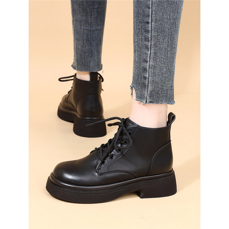 Women's Genuine Platform Martin Soft Bottom British Style Fried Street Boots