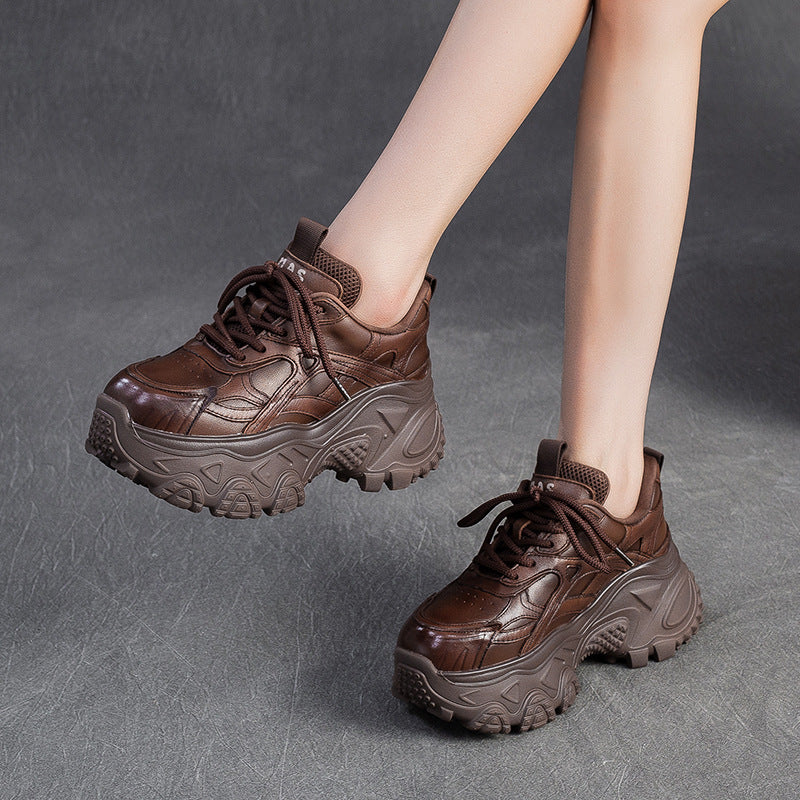 Women's Shu Versatile Solid Color Sports Dad Raise The Bottom Women's Casual Shoes
