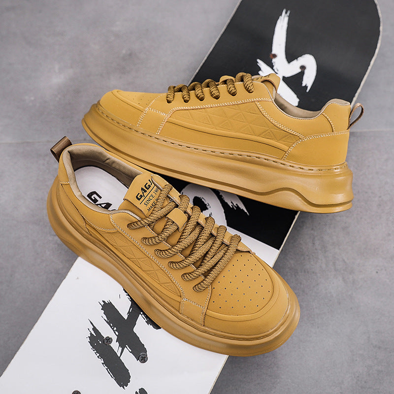 Men's Autumn White Thick Bottom Solid Color Surface Light Sneakers