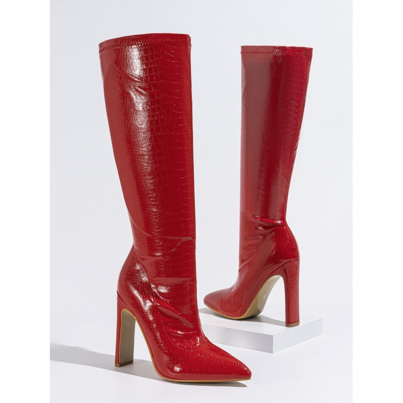 Women's Elastic Inside Zipper Diamond Irregular Fashion Heels