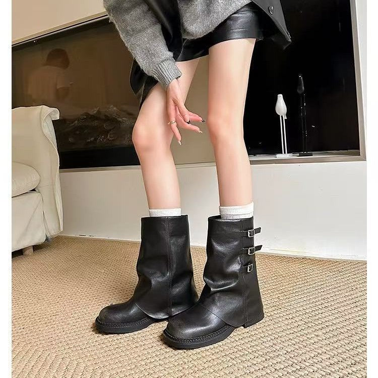 Women's Version Platform Martin Retro Western Cowboy Women's Leather Boots