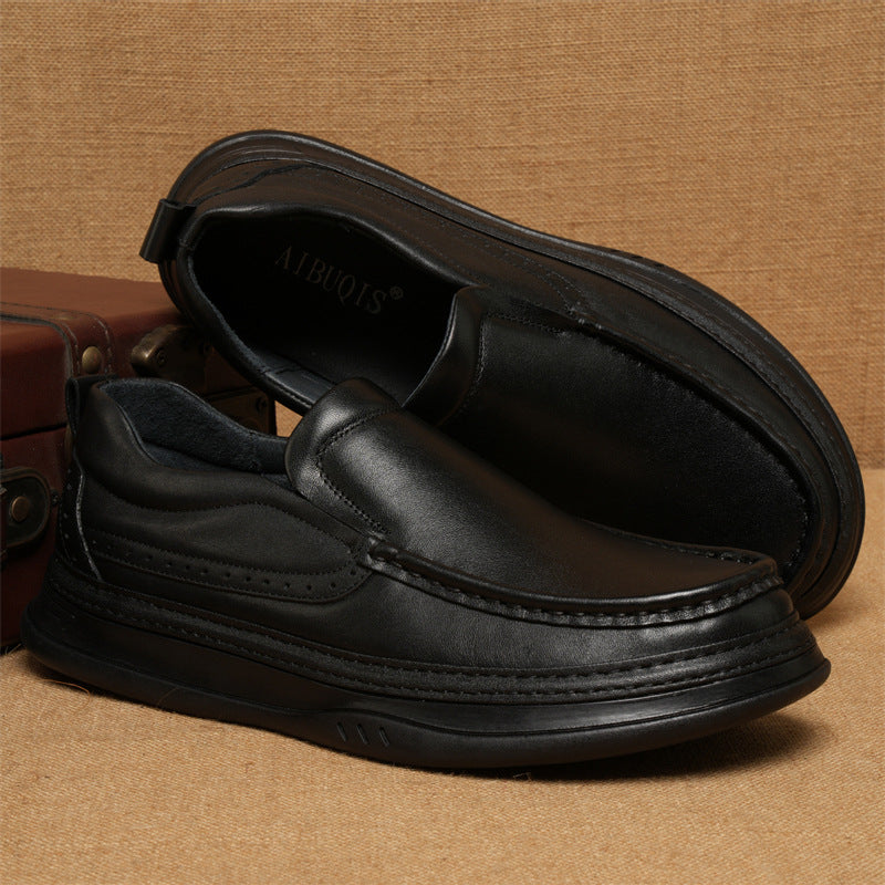 Men's British Style Fashion Rubber Sole Shoelace Decorative Leather Shoes