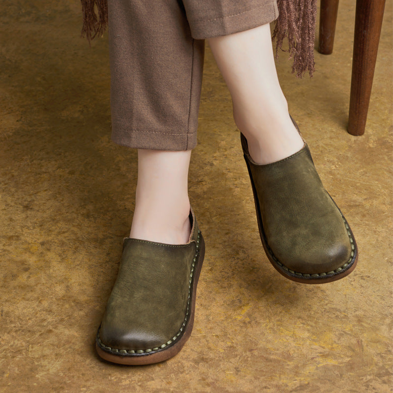 Women's Autumn Ethnic Style Retro Genuine Handmade Soft Heels