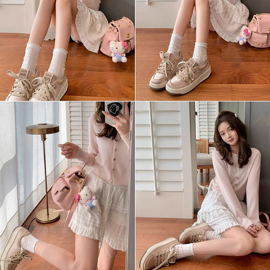 Women's Board Spring Real Silk Satin Thick Casual Shoes