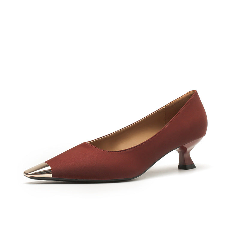 Women's Design Metal Toe Cap High Stylish Low Commuter Four Pumps Women's Shoes