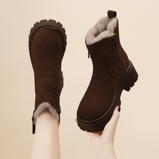 Women's Winter Western Style Short Fleece-lined Thickening Snow Boots
