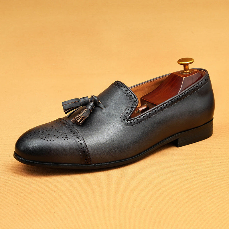Men's Non-british Style Carving Business Slip-on Tassel Loafers
