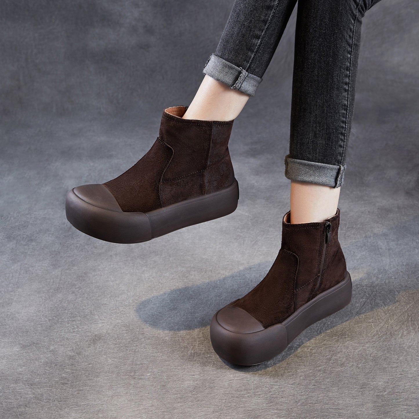 Women's Easy Matching Ankle Muffin Thick-soled British Women's Leather Boots