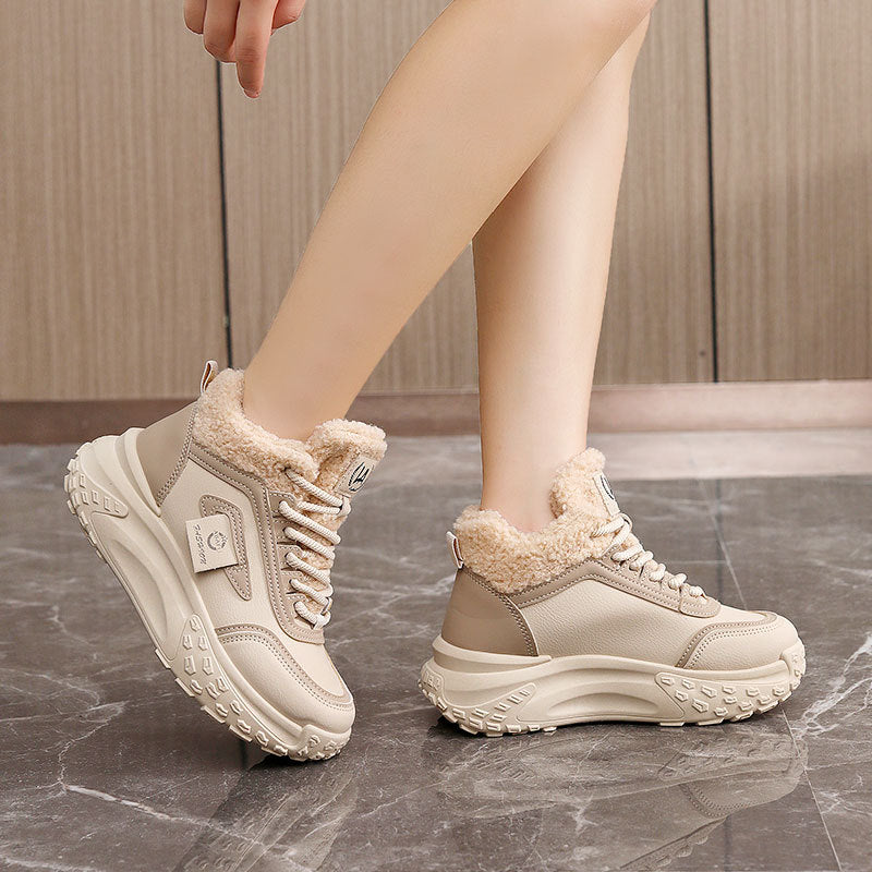 Women's Platform Cotton Warm Color Matching Increased Sneakers